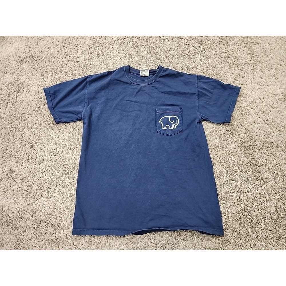 Ivory Ella T Shirt Mens M Elephant Logo Graphic ChestPocket Comfort Colors Blue